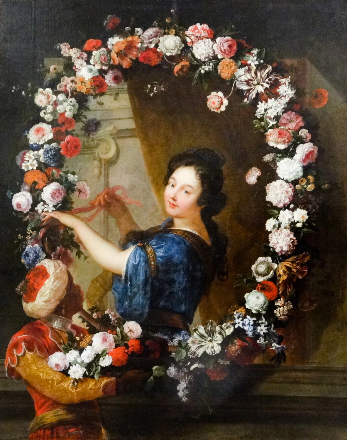 Donna in una ghirlanda di fiori che formano un medaglione - Museo delle Belle Arti di Caen